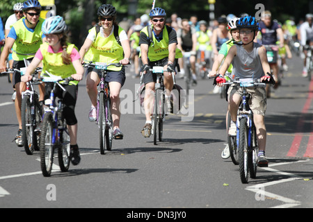 The Prudential RideLondon FreeCycle on the Embankment. Stock Photo