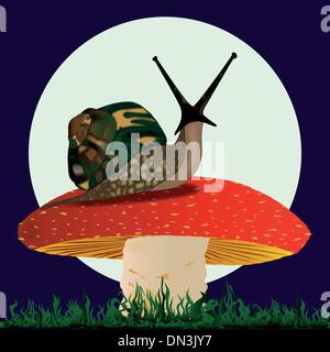 Snail resting on a Mushroom Stock Vector
