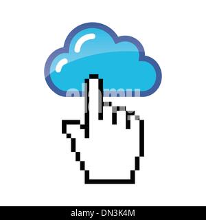 Blue cloud with cursor hand vector Stock Vector