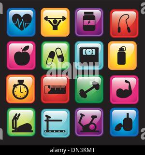 gym icons Stock Vector
