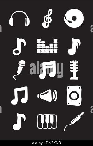 Music Or Music Studio Equipment Icons Black & White Sticker Set Big ...