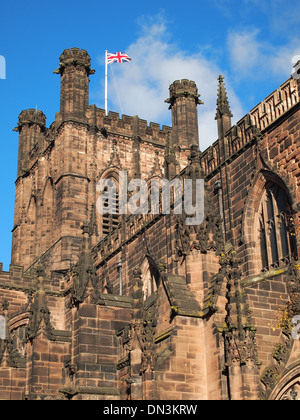 Chester Cathedral (Cathedral Church of Christ and the Blessed Virgin Mary), a landmark building in the Cheshire city of Chester, England Stock Photo