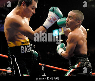 Sep 16, 2006; Las Vegas, NV, USA; MARCO ANTONIO BARERRA takes charge of the WBC Super Featherweight rematch bout between Marco Antonio Barerra and ROCKY JUAREZ. Barerra won by decision in what many considered a very close and tactical fight. Mandatory Credit: Photo by Rob DeLorenzo/ZUMA Press. (©) Copyright 2006 by Rob DeLorenzo Stock Photo