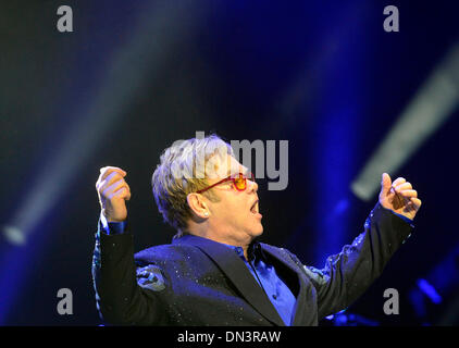 Prague, Wednesday. 18th Dec, 2013. British singer Elton John performs during his concert in Prague, Wednesday, Dec. 18, 2013. He presents his actual album The Diving Board and best hits of his carrer. Credit:  Roman Vondrous/CTK Photo/Alamy Live News Stock Photo
