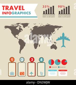 Vintage Airplane banner and travel infographics with empty form Stock ...
