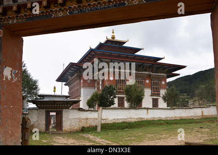 Eastern Bhutan, Ura Village, traditionally constructed lhakang temple Stock Photo