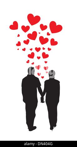 couple holding hands Stock Vector