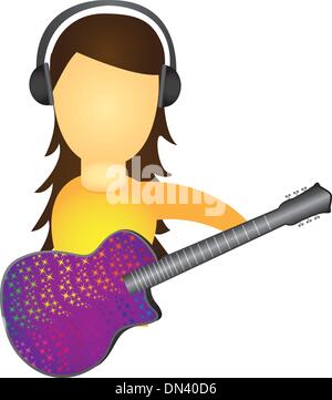 woman playing guitar Stock Vector