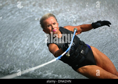 Nov 14, 2006; West Palm Beach, FL, USA; Frances Woofenden, 81, water skis at Okeeheelee Park.  Woofenden is a member of the Okeeheelee Ski Club and is actively involved in promoting activities for youth skiers.  'It keeps me really active and I'm around young people all the time,' Woofenden said.  'I never think, well, I can't do it today.  I must do it today.'   Mandatory Credit:  Stock Photo