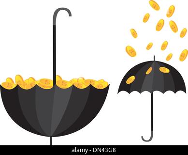 umbrella and coins Stock Vector