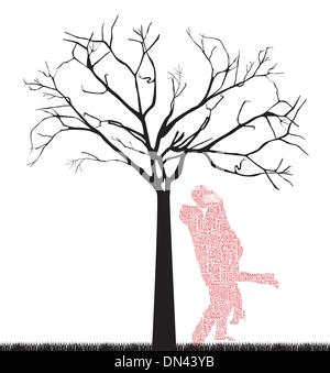 couple under tree Stock Vector