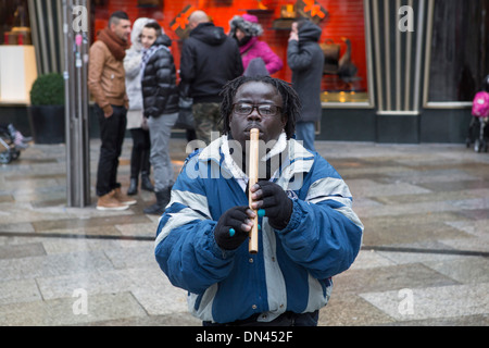 Cologne Flute player and street musician Stock Photo