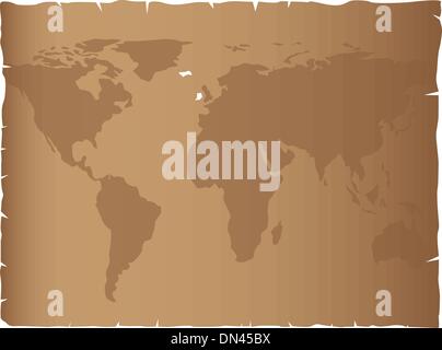 world map over old paper Stock Vector