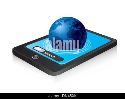 planet out of the phone Stock Vector