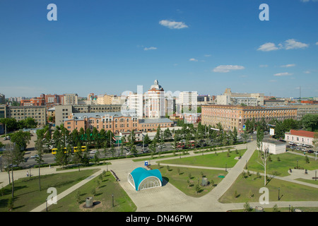 View of the city center from the Dormition Cathedral bell tower, in Omsk, Siberia, Russia Stock Photo