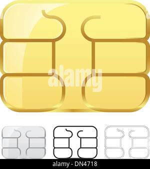 Sim card chip isolated on white Stock Vector