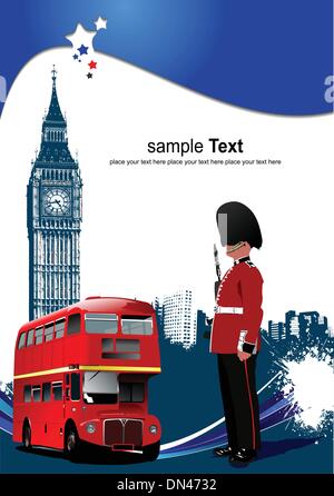 Cover for brochure with London images. Vector illustration Stock Vector