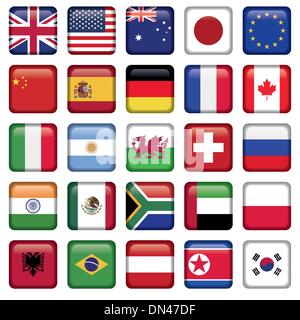 Vector set of Flags world top states Stock Vector
