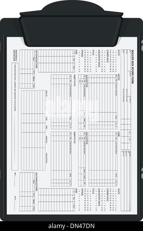 Clipboard with soccer box score sheet Stock Vector