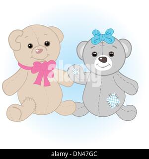 cute bears teddy couple vector illustration design Stock Vector Image ...