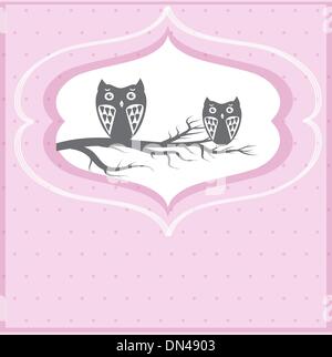 Cute owls couple on the tree Vector illustration Stock Vector Image ...