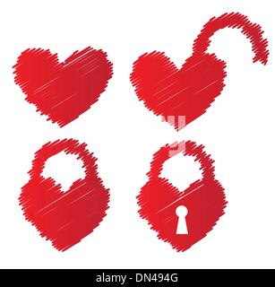 heart shaped padlocks Stock Vector