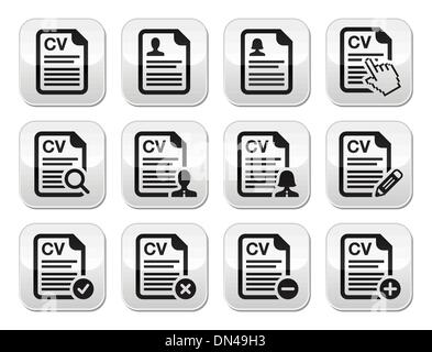 CV - Curriculum vitae, resume vector buttons set Stock Vector