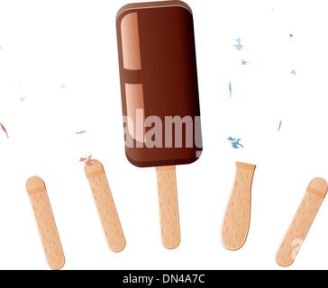 vector set of colorful fruit and chocolate popsicles Stock Vector