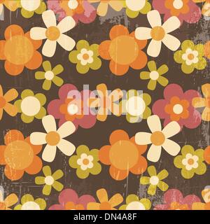 Retro seamless pattern with colorful flower vector Stock Vector Image ...