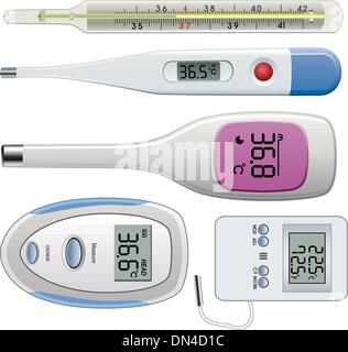 vector set of thermometers of different types Stock Vector