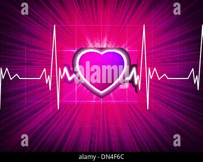 Heart beating monitor with burst. EPS 10 Stock Vector