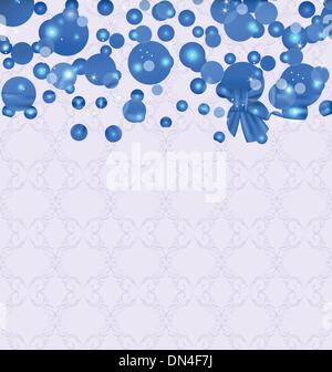 Blue satin bows. Silk ribbon bows vector with pearls isolated on ...