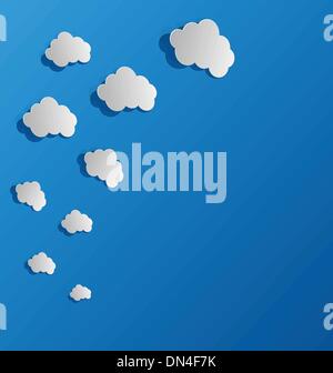 Set cut out paper clouds, speech bubbles Stock Vector