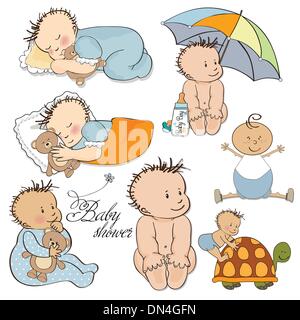 baby boy set isolated on white background Stock Vector