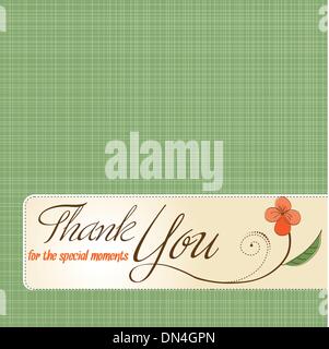 thank you greeting card with flower Stock Vector
