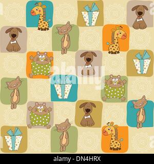 childish seamless pattern with toys Stock Vector