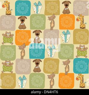 childish seamless pattern with toys Stock Vector