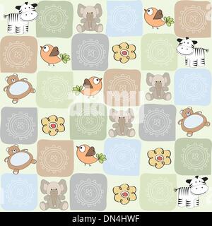 childish seamless pattern with toys Stock Vector