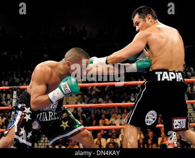 Sep 16, 2006; Las Vegas, NV, USA; MARCO ANTONIO BARERRA takes charge of the WBC Super Featherweight rematch bout between Marco Antonio Barerra and ROCKY JUAREZ. Barerra won by decision in what many considered a very close and tactical fight. Mandatory Credit: Photo by Rob DeLorenzo/ZUMA Press. (©) Copyright 2006 by Rob DeLorenzo Stock Photo