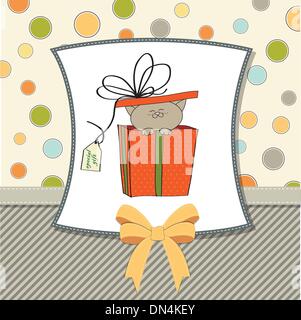 funny birthday card with little cat Stock Vector