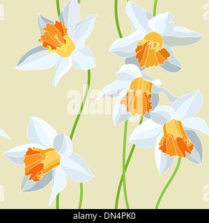 Narcissus seamless vector pattern Stock Vector