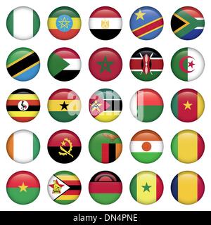 African Flags Round Icons Stock Vector