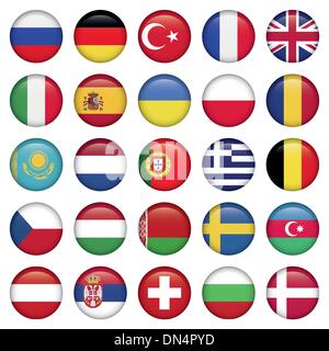 European Icons Round Flags Stock Vector