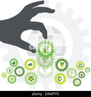Environmental footprint placed in a chain of bio eco icons by th Stock Vector