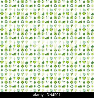 Background filled with bio eco and environmental icons and symbo Stock Vector