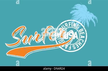 palm beach surfer vector art Stock Vector