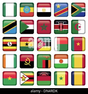 African Flags Square Icons Stock Vector