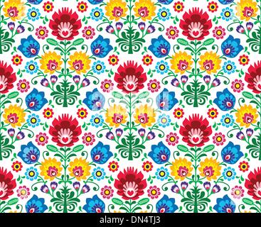 Seamless floral polish pattern - ethnic background Stock Vector