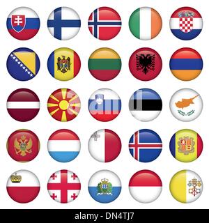 European Buttons Round Flags Stock Vector