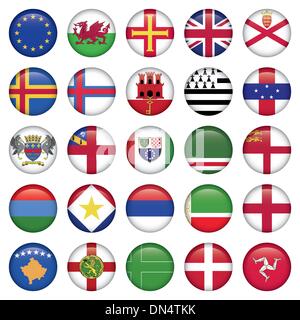 Set of European Round Flag Icons Stock Vector